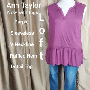 SOLD🚫🚫🚫New loft purple ruffled hem detail top